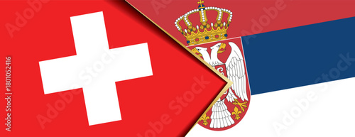 Serbia and Switzerland flags overlapping symbolize international diplomacy and partnership