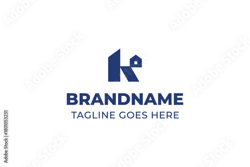 Letter K Home Modern Logo, symbolizing comfort, structure, and innovative living