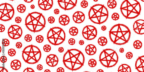 pattern of pentagram logo grunge brush style
