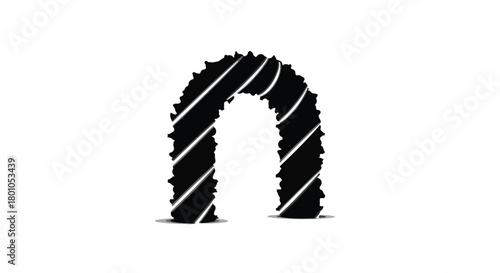 Whimsical, textured letter 'n' with white stripes against a clean white background, perfect for playful designs.