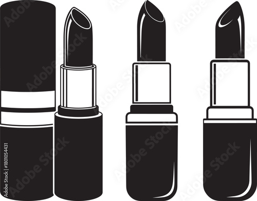 Three black lipstick tubes silhouette