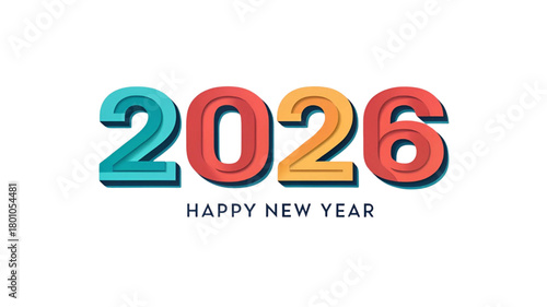 Happy New Year 2026 Modern Typography Design
