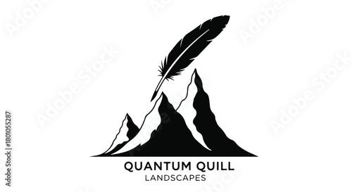 Majestic mountains crowned by a soaring feather, symbolizing nature's artistry and exploration.