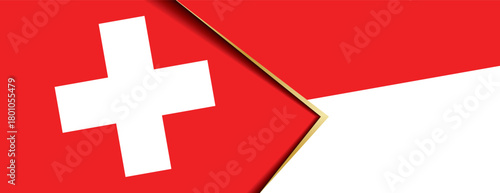 Swiss and Indonesian flags conceptual design for bilateral relations and cooperation