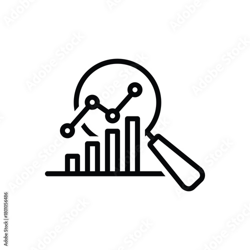 Black line icon for data interpretation