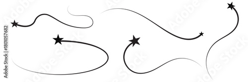 Star light tail icon. Shooting star trails forming smooth curved paths on a clean  background, suitable for creative designs, celebrations, and whimsical graphics.

