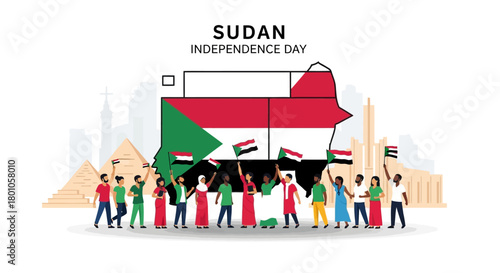 Sudan Independence Day Celebration Vector Illustration