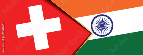 Swiss and Indian flags merger symbolizing international trade and diplomatic ties