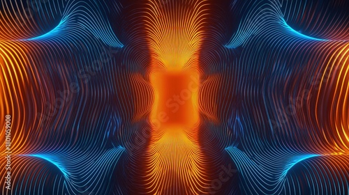 Fototapeta Naklejka Na Ścianę i Meble -  Abstract tunnel of vibrant glowing lines.