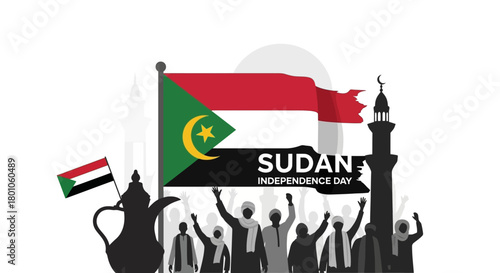 Joyful Sudan Independence Day celebration featuring the national flag, united community, and cultural heritage symbols