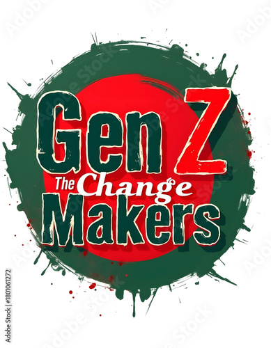 Bold Gen Z The Change Makers Logo Design with Paint Splatter Effect and Red Circle