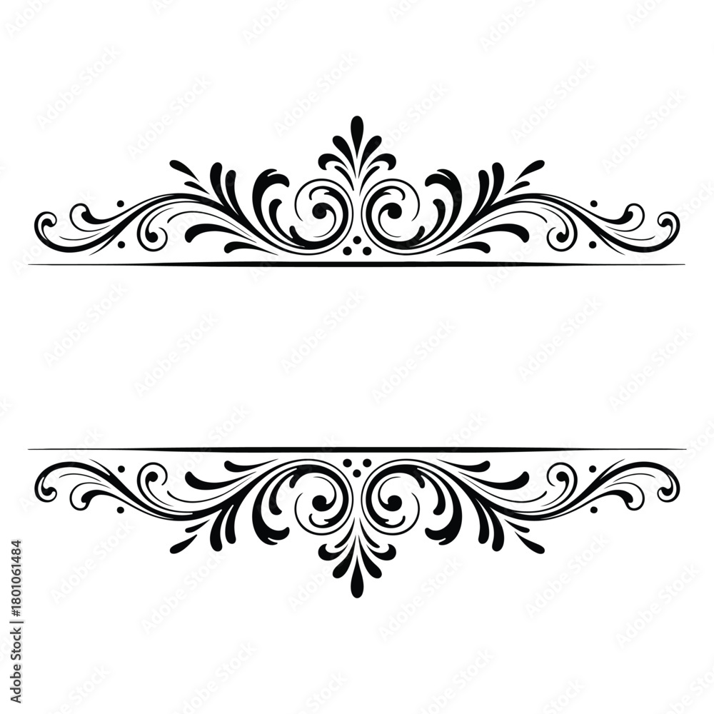 Fototapeta premium Ornate black decorative frame with empty space Keywords: frame, border, ornament, flourish