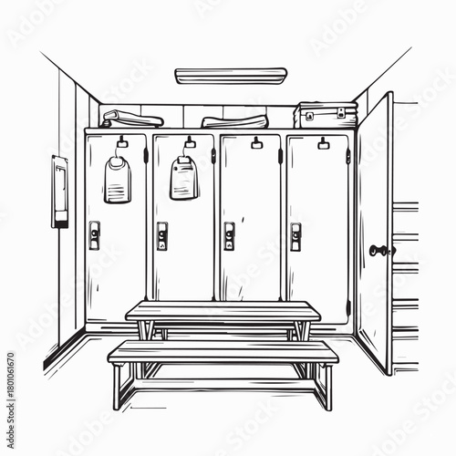 Sports Locker Room Vector Illustration Design on white background