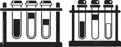 Two racks of test tubes silhouette