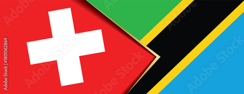 Swiss and Tanzania flags overlapped representing international cooperation