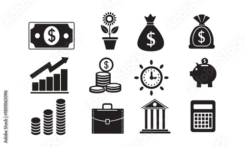 finance icons set