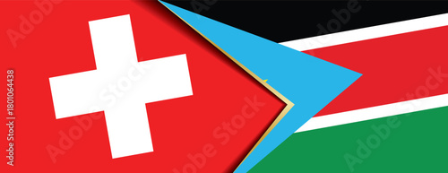 Swiss and South Sudan flags overlapped symbolizing bilateral relations