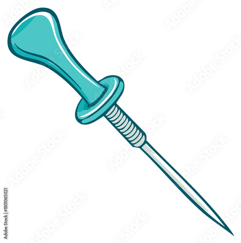 Turquoise Drawing Pin with Spring Detail for Office Supplies and Stationery