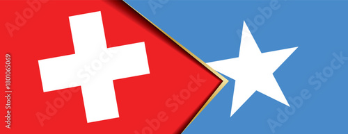 Swiss and Somali flags overlapped symbolizing bilateral cooperation