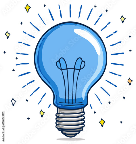 Creative idea and innovation concept with a glowing cartoon lightbulb illustration