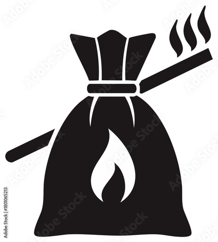Burning Sack and Matchstick Representing Financial Risk
