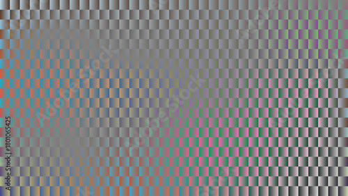 Abstract background featuring a grid of metallic pill shapes with a subtle color gradient from muted tones to vibrant hues. neon vertical stripes