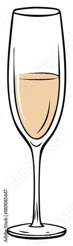 Elegant Champagne Flute Filled with Bubbly Beverage