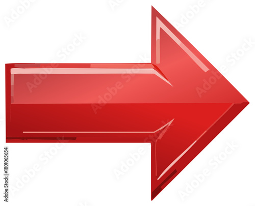 Shiny Red Arrow Pointing Right Directional Sign Icon Symbol Visual Communication Guidepost Graphics