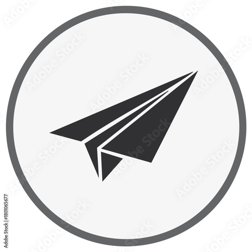 Paper airplane within circle represents message delivery communication symbol for global business networking apps and innovation solutions