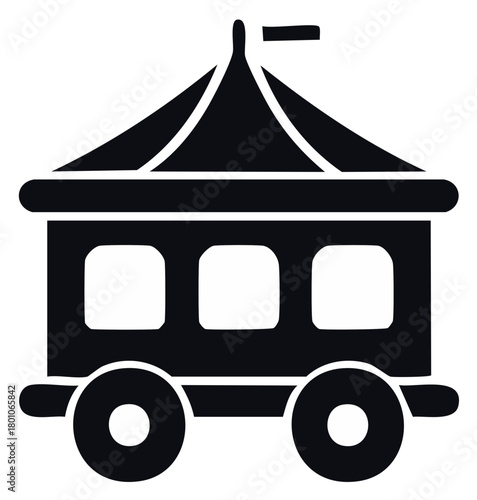 Toy Wagon Silhouette with Tent Top, Playful Vector