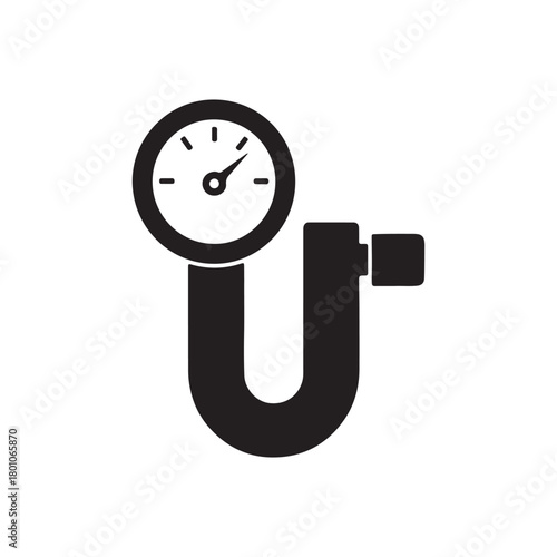 Manometer icon vector in black flat shape design isolated on white background
