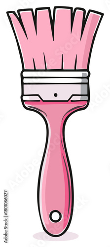 A simple cartoon illustration of a pink paintbrush for art and home renovation