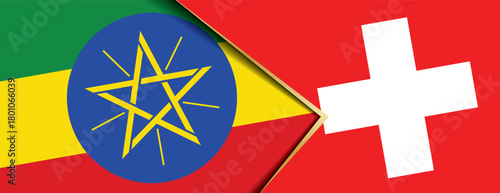Ethiopian and Swiss flags overlapped symbolizing diplomatic connection