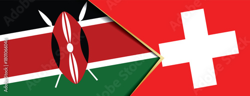 Kenyan and Swiss flags overlapped symbolizing diplomatic ties and aid