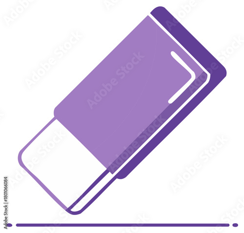 Purple eraser icon in a flat vector design for school supplies, correction, and editing concepts