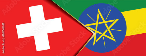 Swiss and Ethiopian flags overlapped symbolizing bilateral relations