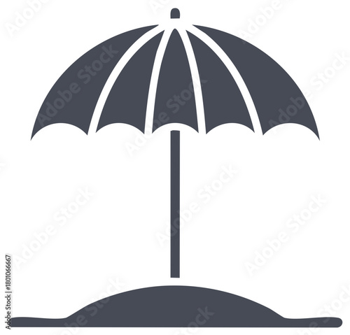 Simple beach umbrella graphic on sand providing shade and protection