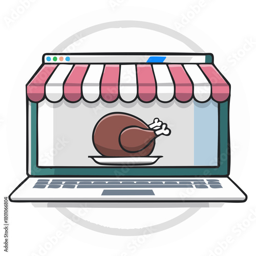 laptop shop with roasted chicken clip art preview