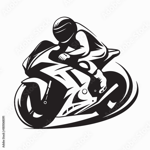Biker Racing Motorbike Logo Vector isolated on white background