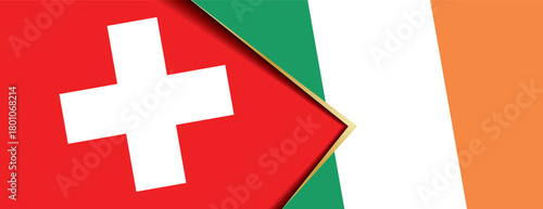 Swiss and Irish flags overlapped symbolizing trade and political ties