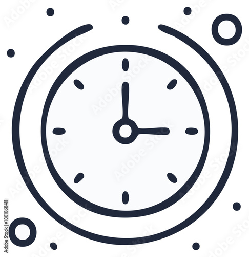 Hand drawn clock icon illustration showing time passing or a deadline concept