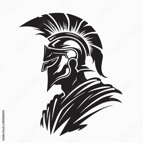 Spartan Helmet Warrior Logo Design on white background