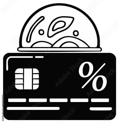 Payment card percentage symbol abstract globe design global finance icon