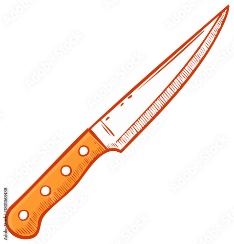 Simple cartoon kitchen utility knife illustration for cooking concepts