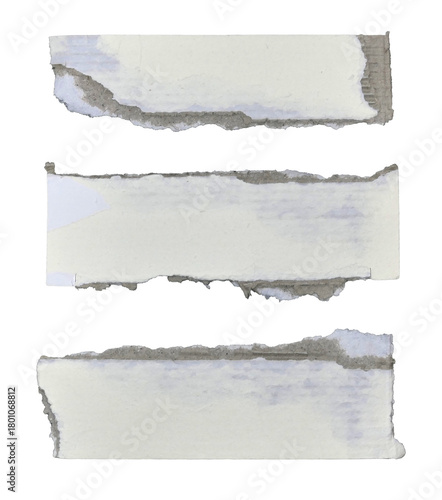 Brown and white corrugated kraft paper torn into pieces in transparent background png