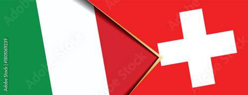 Italian and Swiss flags overlapped symbolizing cross-border relations
