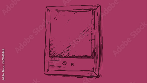 Vintage wooden box with drawer and two knobs on a magenta background vector