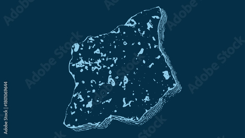 Light blue abstract shape with textured edge on dark blue background vector