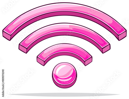 Digital Communication: Wireless Signal Connection Strength Indicator in Pink Tones