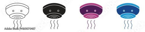 Smoke detector icon set, vector illustration.